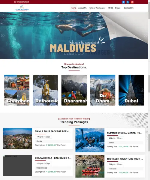 Globe Holidays travel website